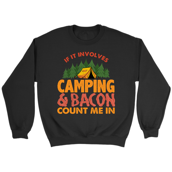 Camping and Bacon- Shirts, Long Sleeve, Hoodie, Tanks, Sweatshirt