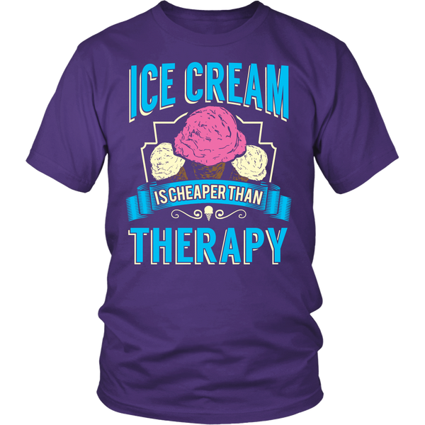 Ice Cream is Cheaper Than Therapy- Shirts, Long Sleeve, Hoodie, Tanks, Sweatshirt