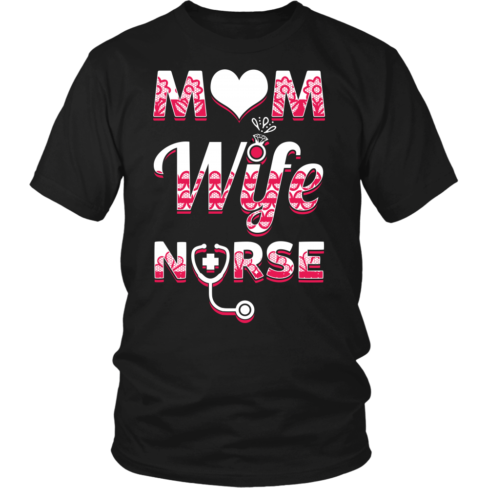 Mom Wife Nurse- Shirts, Long Sleeve, Hoodie, Tanks, Sweatshirt