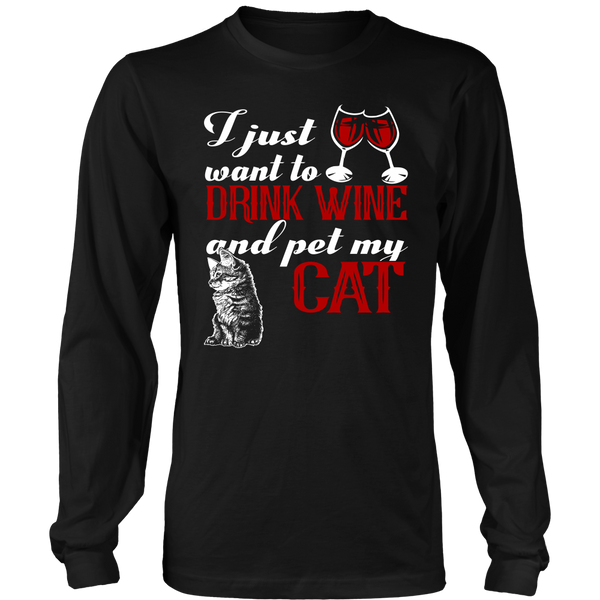 Wine and Cat- Shirts, Long Sleeve, Hoodie, Tanks, Sweatshirt