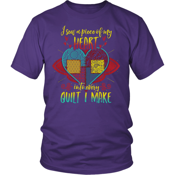 Heart Into Every Quilt- Shirts, Long Sleeve, Hoodie, Tanks, Sweatshirt