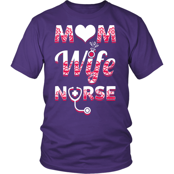 Mom Wife Nurse- Shirts, Long Sleeve, Hoodie, Tanks, Sweatshirt