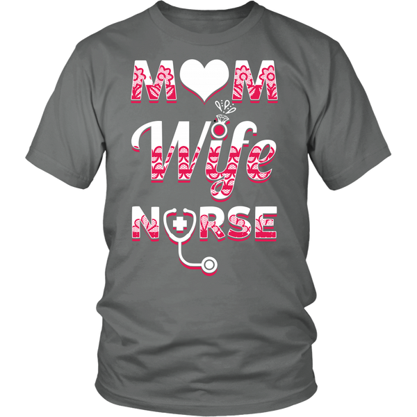 Mom Wife Nurse- Shirts, Long Sleeve, Hoodie, Tanks, Sweatshirt