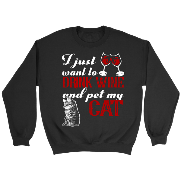 Wine and Cat- Shirts, Long Sleeve, Hoodie, Tanks, Sweatshirt